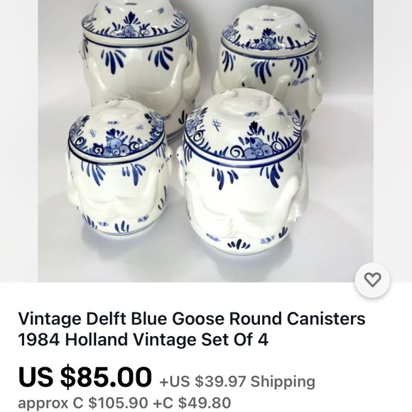 ❤️HOST PICKS❤️Vintage Delft 1984 blue/white Goose canisters - Picture 15 of 15